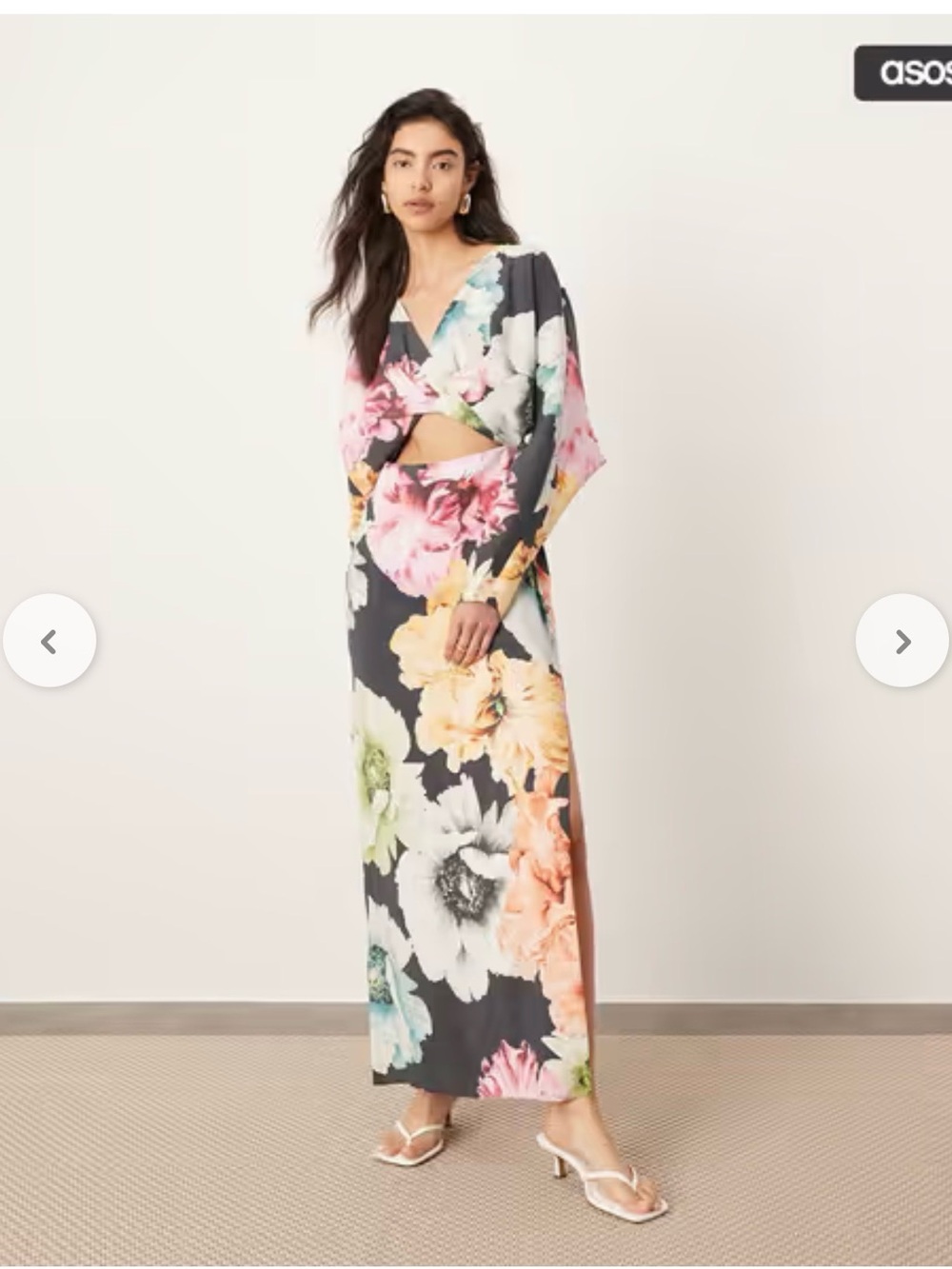 ASOS Design Black Maxi Dress with mid cut out - Picture 2 of 4